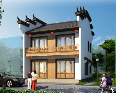AS033項先生定制設計二層中式徽派建筑效果圖案例