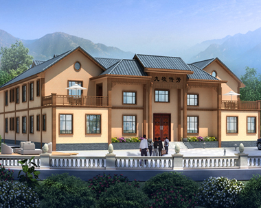AS101株洲茶陵縣凌先生二層現代中式四合院別墅案例圖