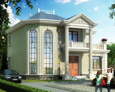 農村私家自建AT1822益陽時尚二層復式小別墅設計圖紙12X12m