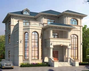 AT1927歐式豪華大氣三層復式樓別墅建筑設計施工圖紙15.8mX15.6m