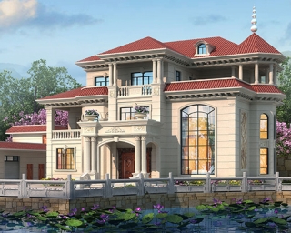 AT1901歐式風格三層高端豪華復式樓別墅設計施工圖紙21mX18.7m