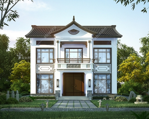 【永云出品】清雅賢居1#款/新中式帶閣樓傳承經典別墅設計全套圖紙12mX9.8m