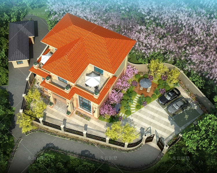 【實地設計】婁底張總(帶傳統堂屋)客廳挑高簡歐式私人別墅帶庭院設計