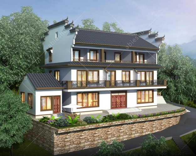 【實地設計】南昌月亮灣三兄弟合建徽派中式房屋效果欣賞