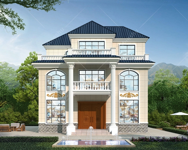 AT2835簡單又好看新款農村自建房帶堂屋三層鄉村別墅設計圖紙11.8mX12.5m
