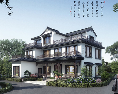 【蘇派中式】瀏陽市油茶古鎮古典優雅步步高升款三層別墅設計(永云承建)